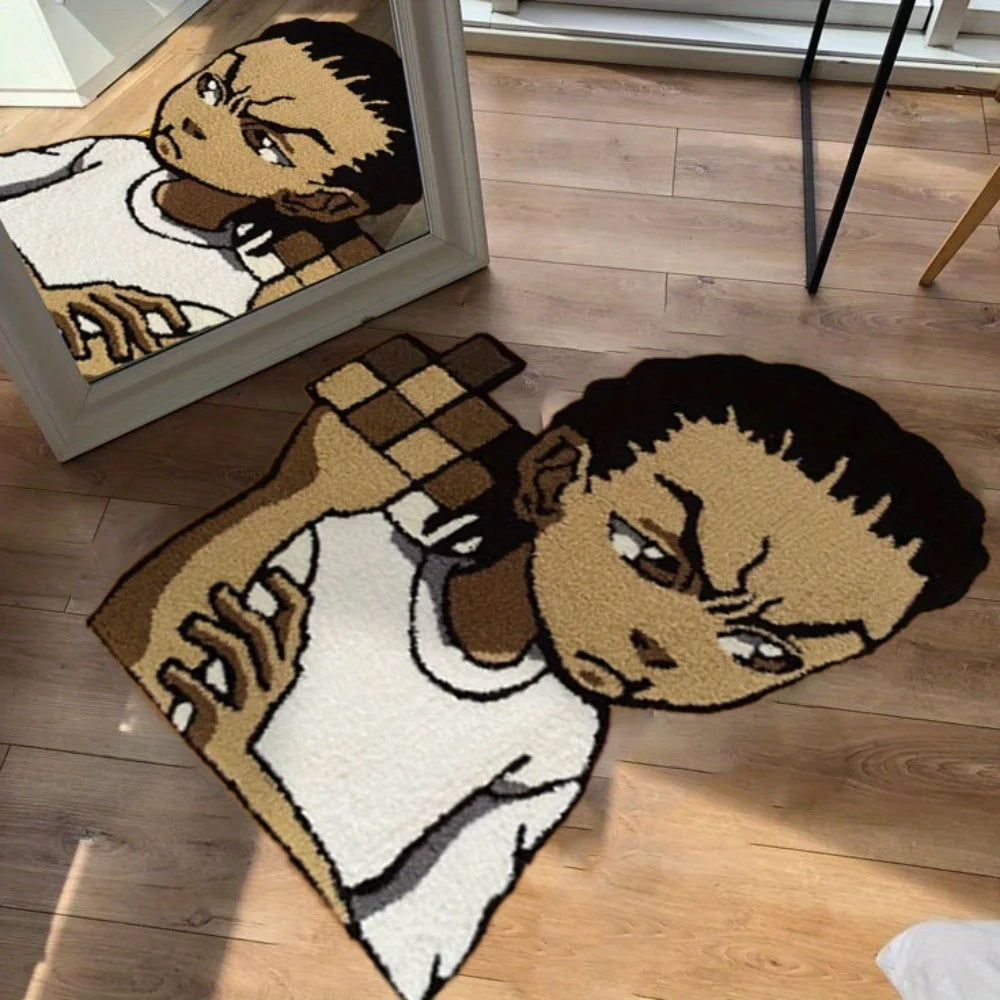 VIKAMA Cartoon Character Shaped Rug Children's Bedside Rug for Bedroom Soft Non-Slip Living Room & Bathroom Mat Home Decor