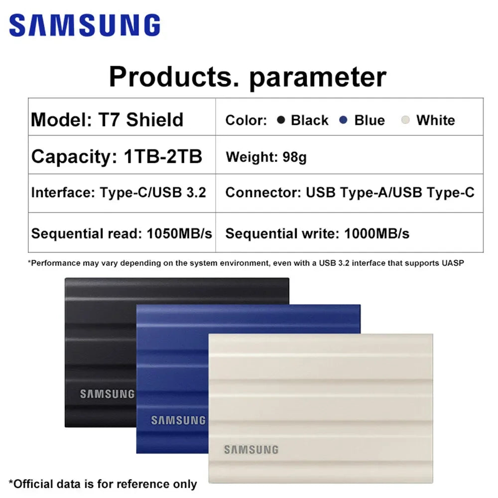 Samsung T7 Shield SSD 1TB 2TB High Speed External Solid State Disk Hard Drive SSD USB 3.2 Gen2 For Desktop Laptop disco duro