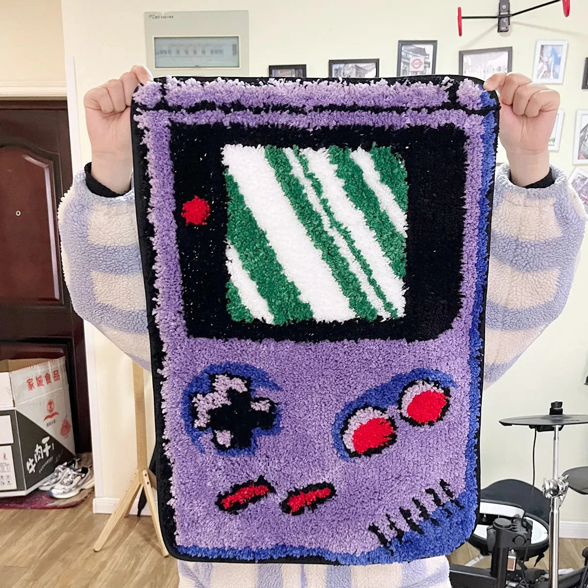 LAKEA Hand-held Game Device Tufted Rug GameRoom Funny Childhood Memories Flocking Carpet Floor Anti Slip Doormat Aesthetic